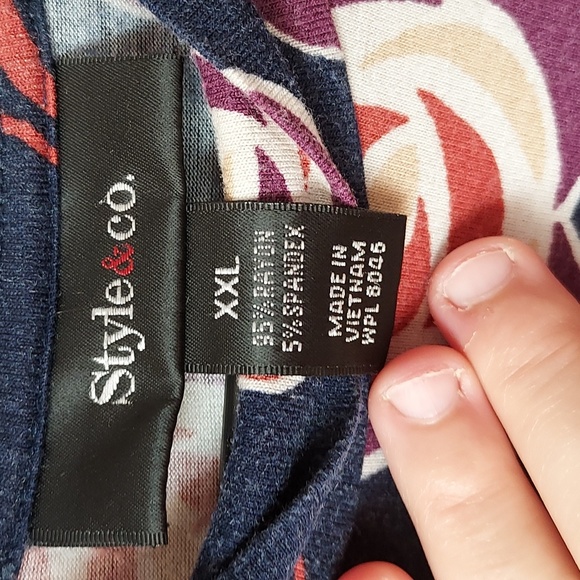 Style & Co. Mock turtleneck long sleeve blue with flower print xxl - Picture 5 of 9